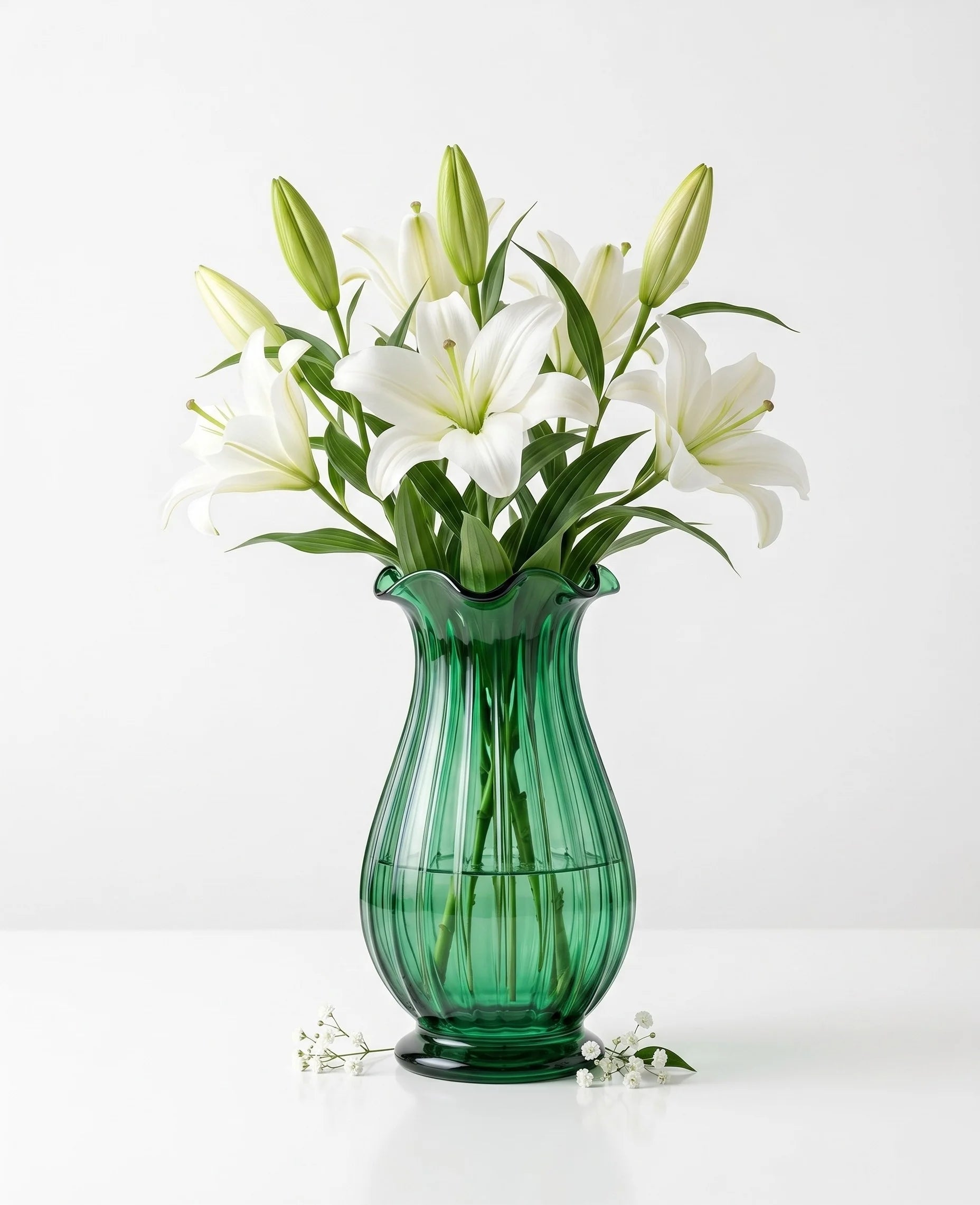 Jewel Ruffle Ribbed Glass Vase — Hand-Blown Glass from Firozabad, India — Décor Inspiration