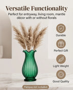 Jewel Ruffle Ribbed Glass Vase — Hand-Blown Glass from Firozabad, India — Tabletop View