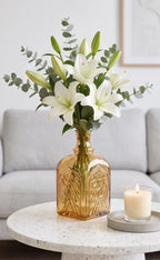 Jewel Gothic Embossed Glass Vase — Hand-Blown Glass from Firozabad, India — Boho Styling