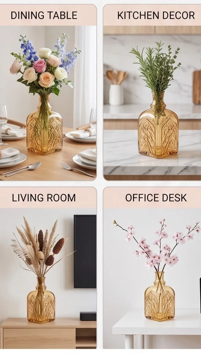Jewel Gothic Embossed Glass Vase — Hand-Blown Glass from Firozabad, India — Corporate Gifting View