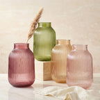 Terrace Jar Ribbed Glass Vase — Hand-Blown Glass from Firozabad, India | Floral Arrangements & Home Styling