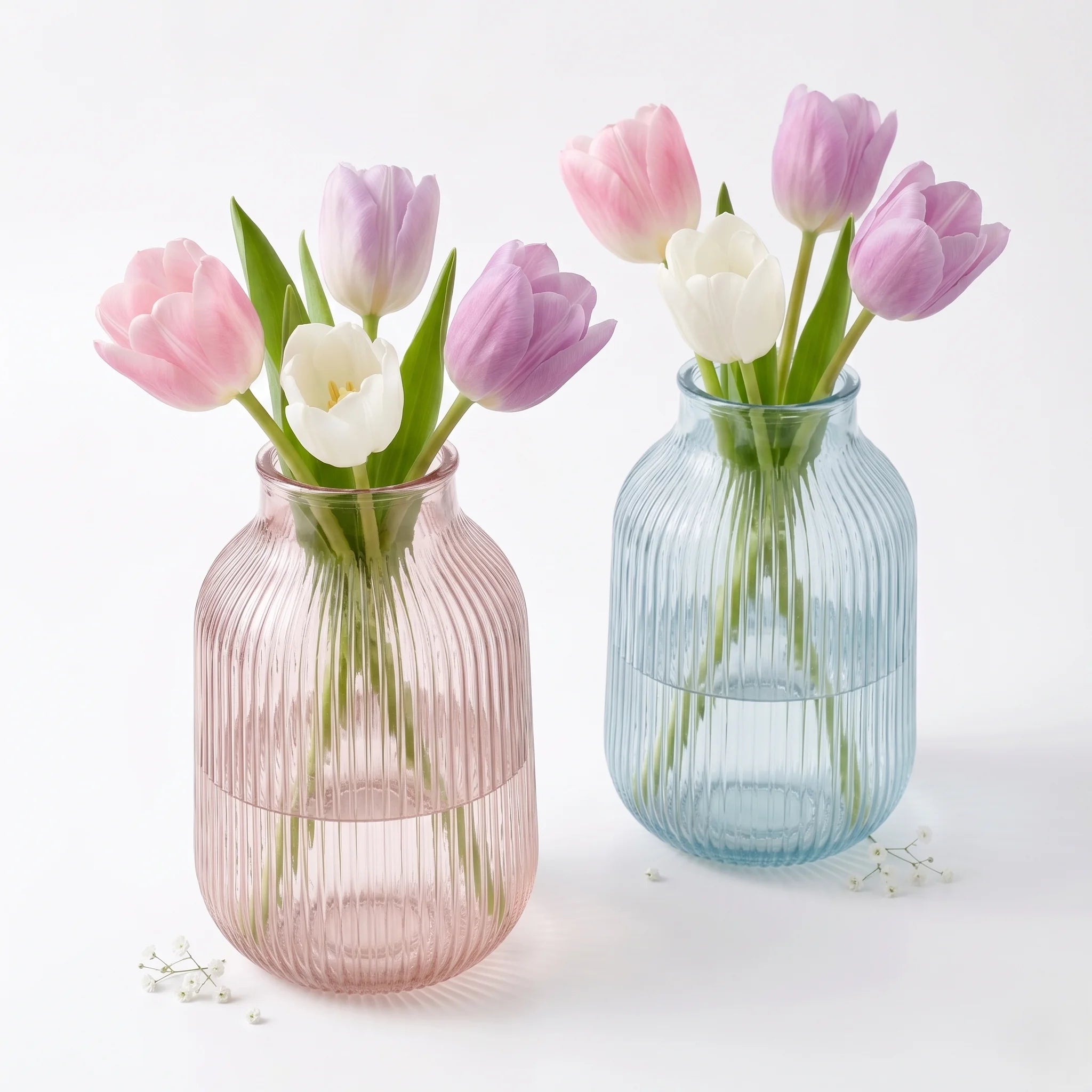 Breeze Jar Ribbed Glass Vase — Hand-Blown Glass from Firozabad, India — Styled for Home Décor