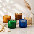 Rose 3-Wick Soy Wax Candle | Wide Coloured Glass | 55Hr Burn | 5 Shades — Castle Crafts