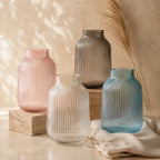 Breeze Jar Ribbed Glass Vase — Hand-Blown Glass from Firozabad, India — Detail Close-Up