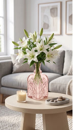 Gothic Cathedral Embossed Glass Vase — Hand-Blown Glass from Firozabad, India — Festive Styling