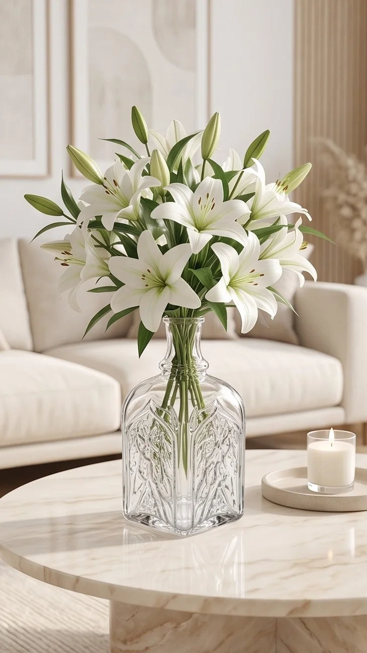 Gothic Cathedral Embossed Glass Vase — Hand-Blown Glass from Firozabad, India — Multi-Angle Showcase
