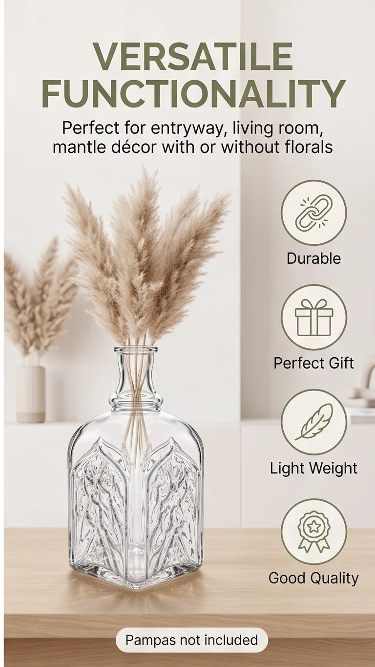 Gothic Cathedral Embossed Glass Vase — Hand-Blown Glass from Firozabad, India — Premium Detail