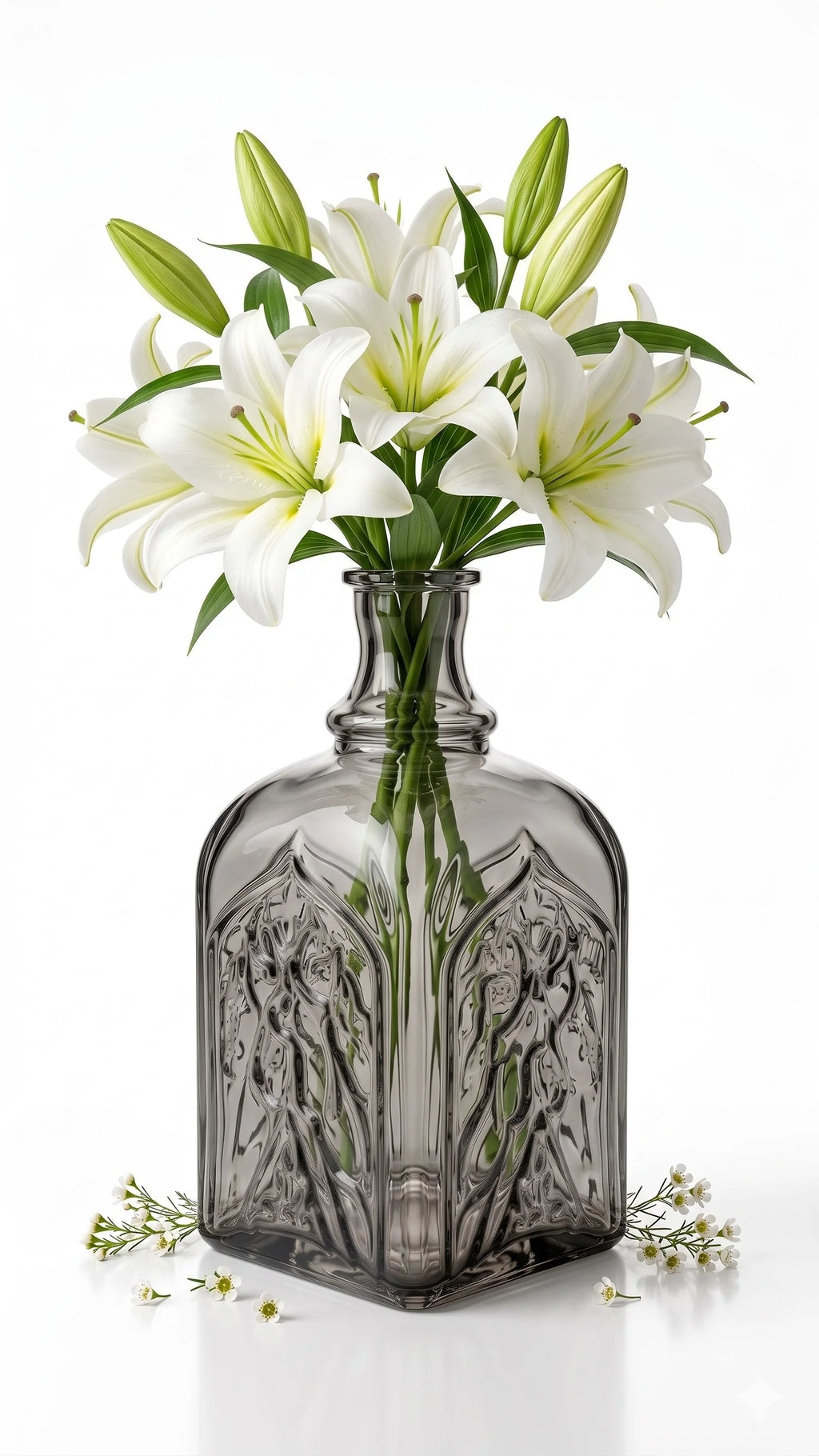 Gothic Cathedral Embossed Glass Vase — Hand-Blown Glass from Firozabad, India — Décor Inspiration