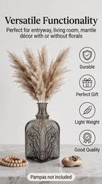 Gothic Cathedral Embossed Glass Vase — Hand-Blown Glass from Firozabad, India — Boho Styling