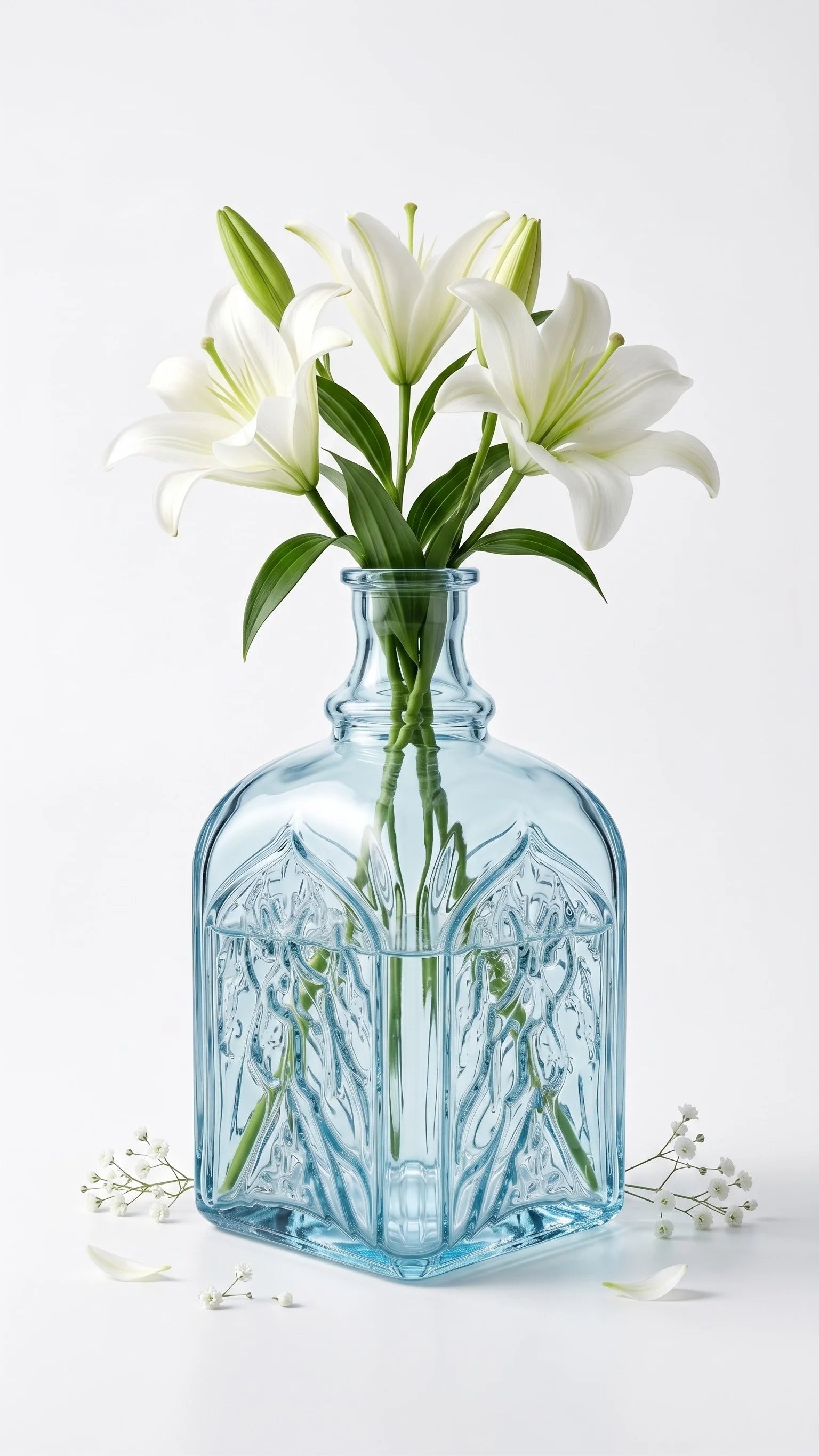 Gothic Cathedral Embossed Glass Vase — Hand-Blown Glass from Firozabad, India — Texture & Craftsmanship