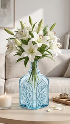 Gothic Cathedral Embossed Glass Vase — Hand-Blown Glass from Firozabad, India — Colour Variant