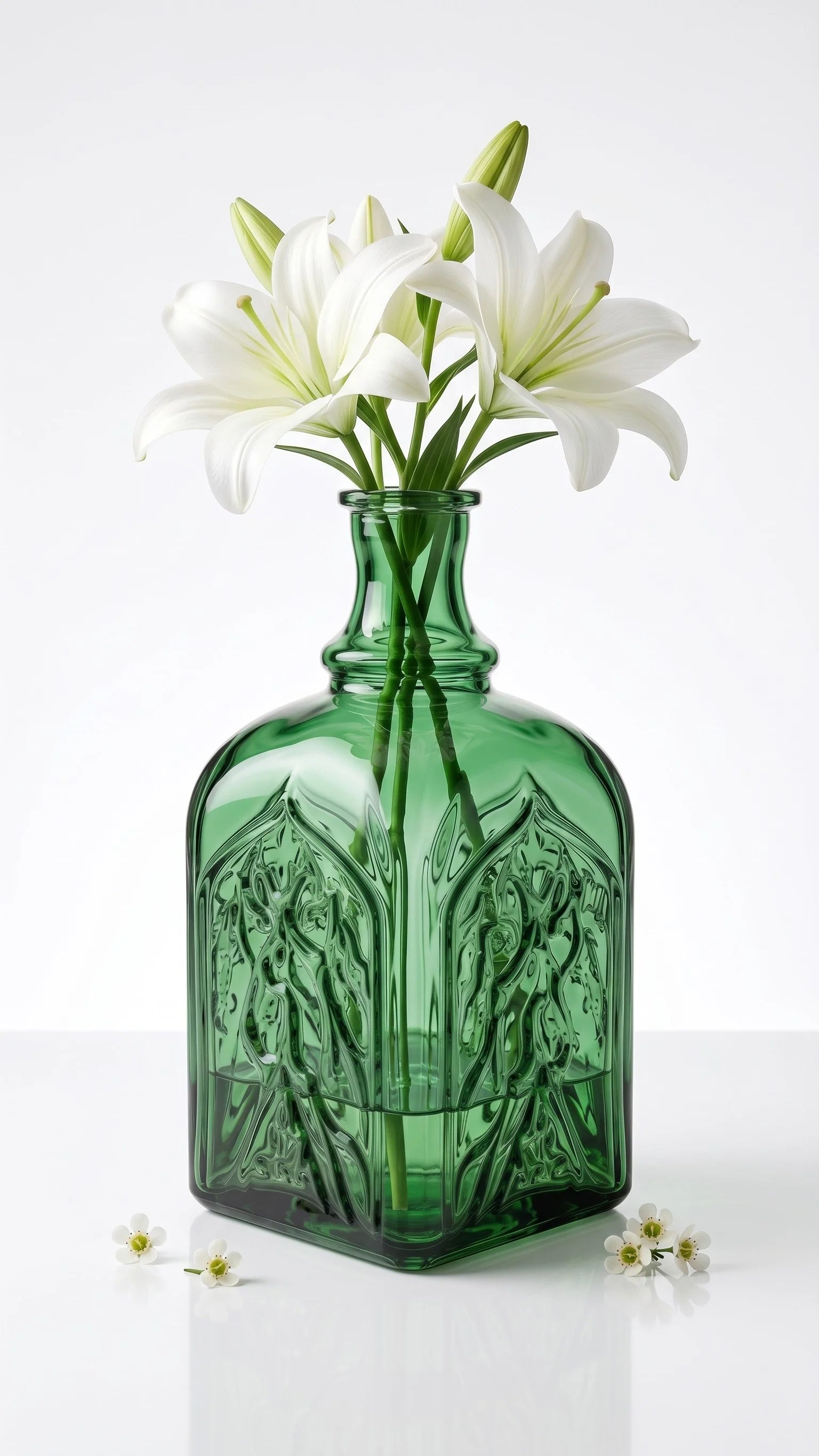 Jewel Gothic Embossed Glass Vase — Hand-Blown Glass from Firozabad, India — Texture & Craftsmanship