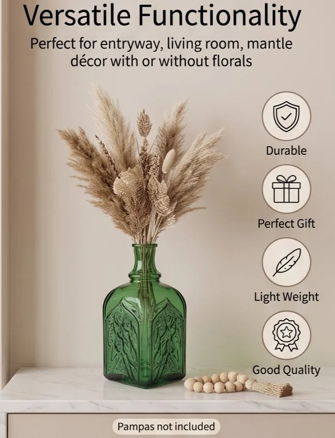 Jewel Gothic Embossed Glass Vase — Hand-Blown Glass from Firozabad, India — Top View