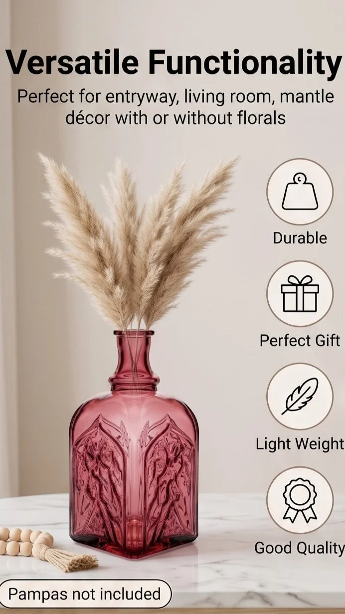 Jewel Gothic Embossed Glass Vase — Hand-Blown Glass from Firozabad, India — Light & Shadow