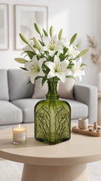 Jewel Gothic Embossed Glass Vase — Hand-Blown Glass from Firozabad, India — Curated Display