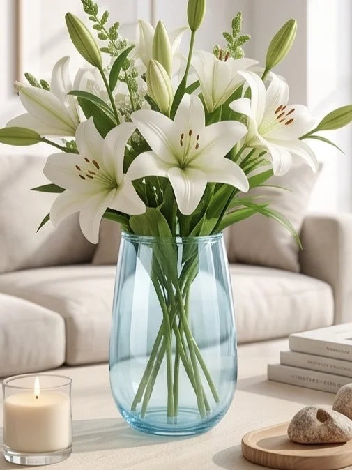 Pastel Egg Smooth Glass Vase — Hand-Blown Glass from Firozabad, India — Lifestyle Setting