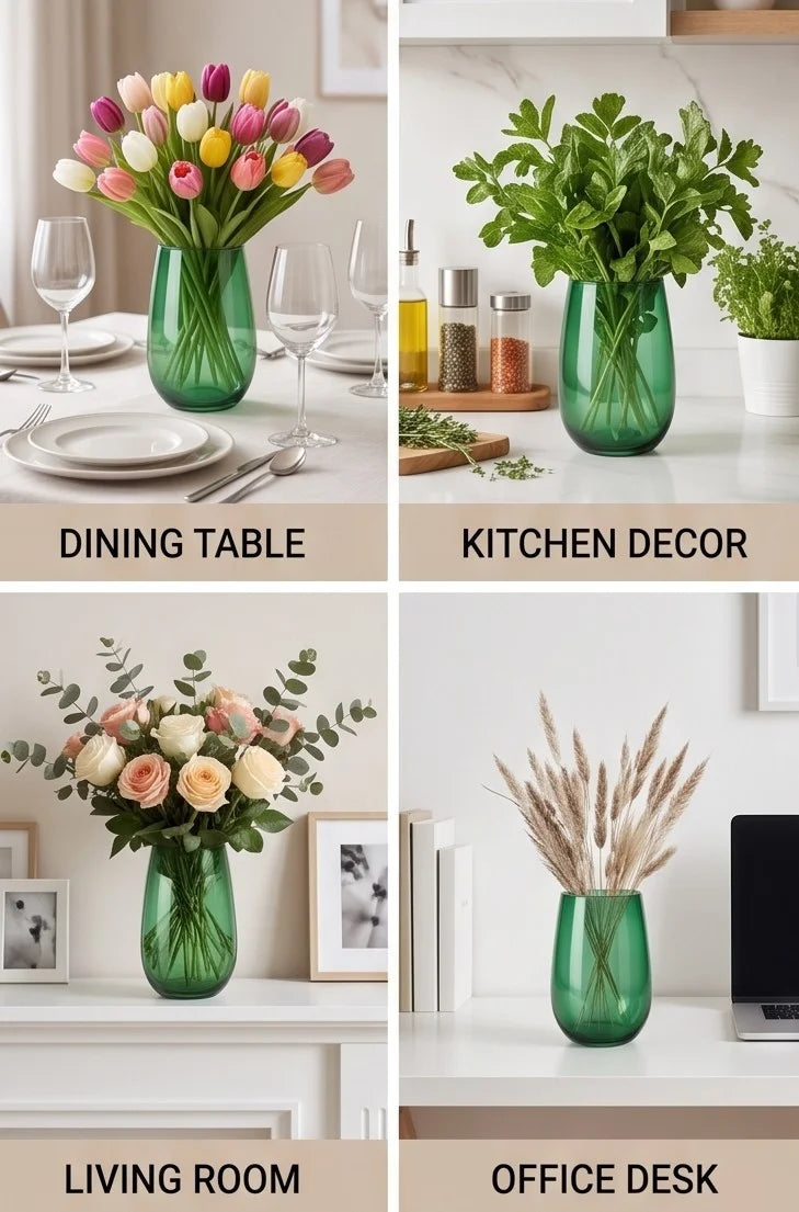 Jewel Egg Smooth Glass Vase — Hand-Blown Glass from Firozabad, India — Festive Styling