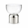 Clear Glass Bowl | Polished Chrome Cylinder Base | Modern Minimalist — Castle Crafts