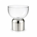 Clear Glass Bowl | Polished Chrome Cylinder Base | Modern Minimalist — Castle Crafts