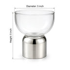 Clear Glass Bowl | Polished Chrome Cylinder Base | Modern Minimalist — Castle Crafts