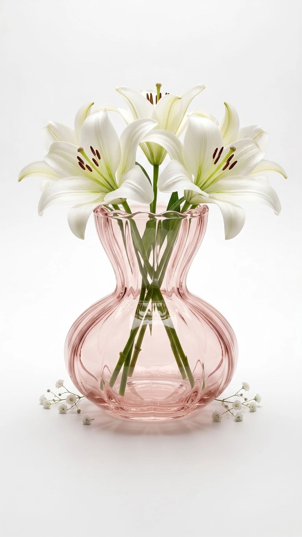 Pastel Ruffle Ribbed Glass Vase — Hand-Blown Glass from Firozabad, India — Gifting Presentation