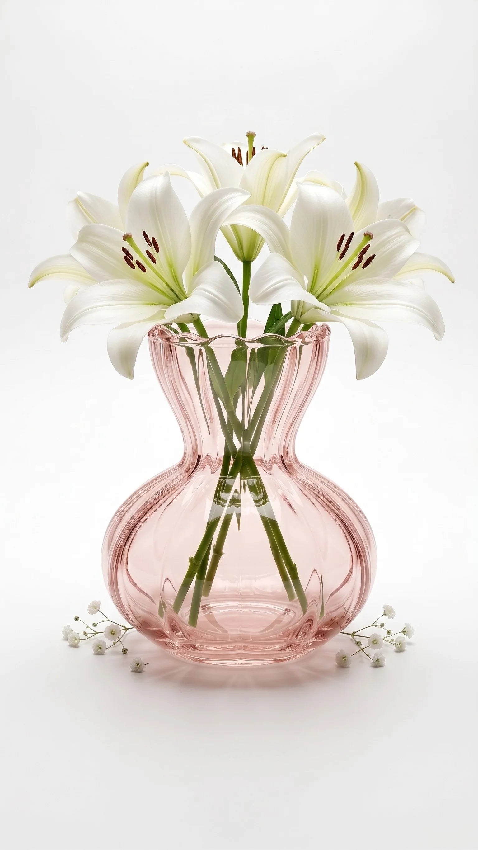 Pastel Ruffle Ribbed Glass Vase — Hand-Blown Glass from Firozabad, India — Gifting Presentation