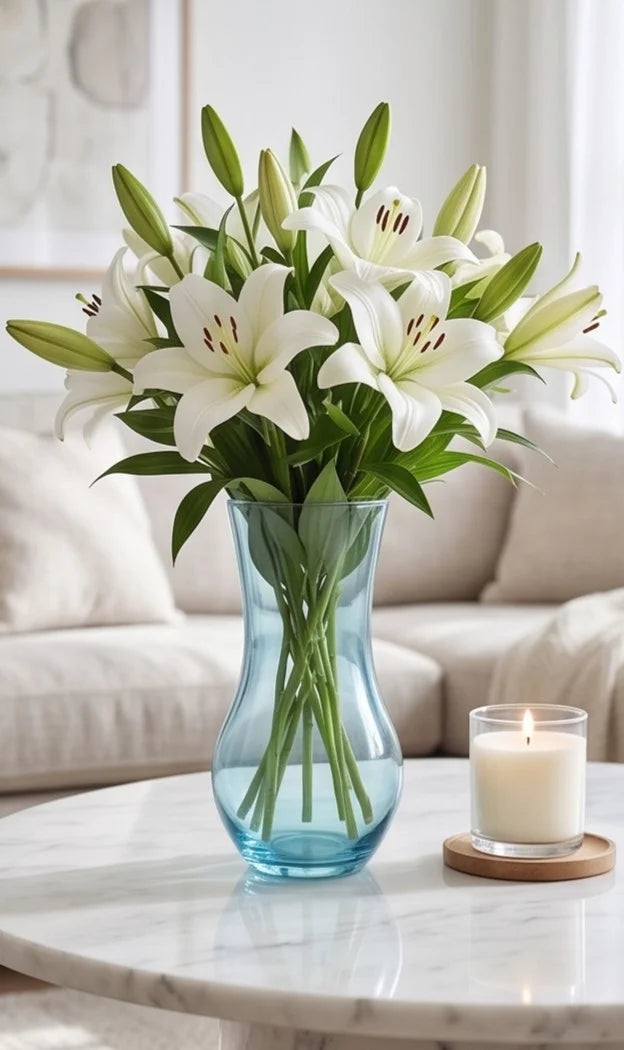 Pastel Curve Smooth Glass Vase — Hand-Blown Glass from Firozabad, India — Colour Variant