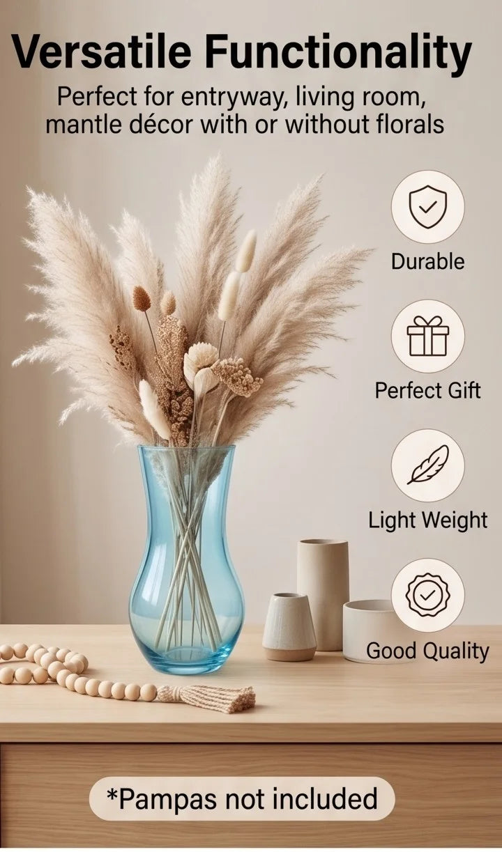 Pastel Curve Smooth Glass Vase — Hand-Blown Glass from Firozabad, India — Top View
