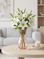 Pastel Curve Smooth Glass Vase — Hand-Blown Glass from Firozabad, India — Festive Styling
