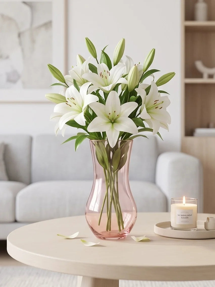 Pastel Curve Smooth Glass Vase — Hand-Blown Glass from Firozabad, India — Festive Styling