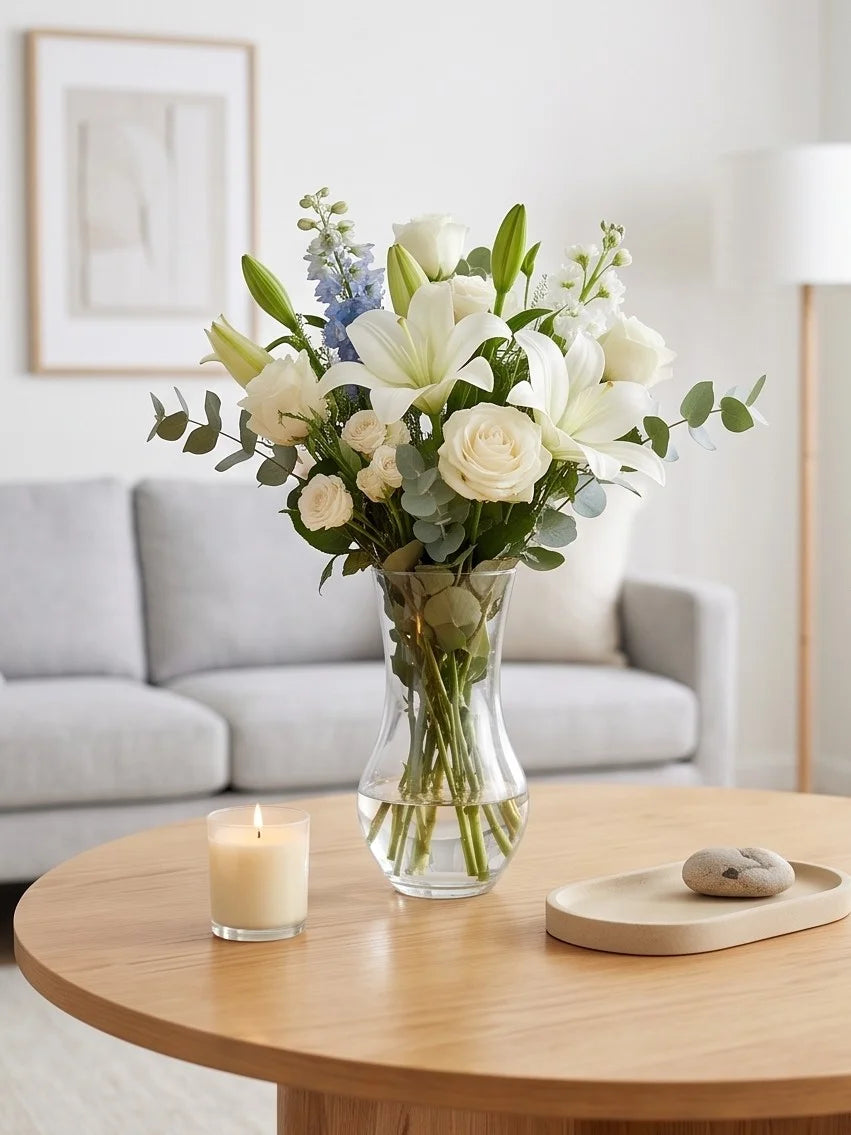 Pastel Curve Smooth Glass Vase — Hand-Blown Glass from Firozabad, India — Premium Detail