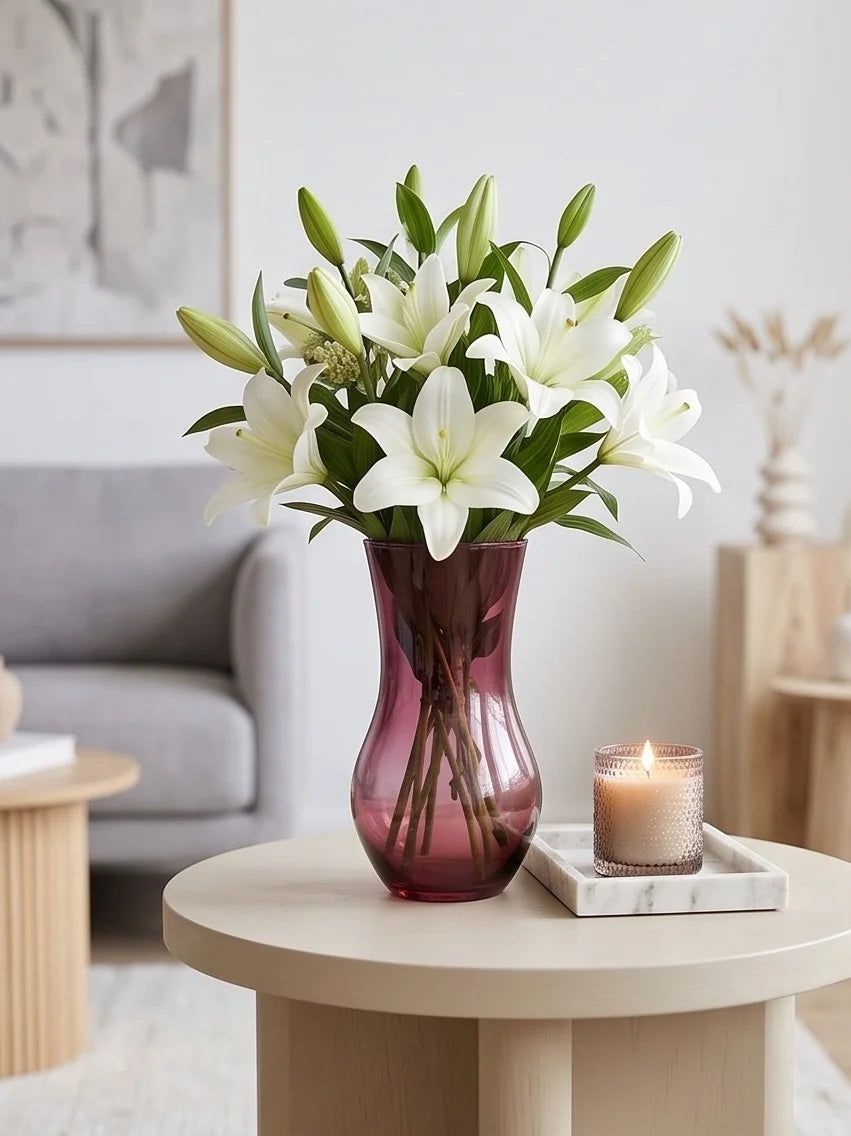 Curvy Bloom Smooth Glass Vase — Hand-Blown Glass from Firozabad, India — Festive Styling