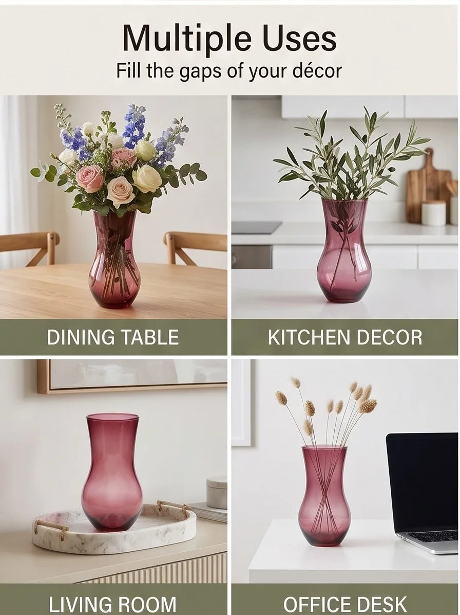 Curvy Bloom Smooth Glass Vase — Hand-Blown Glass from Firozabad, India — Light & Shadow