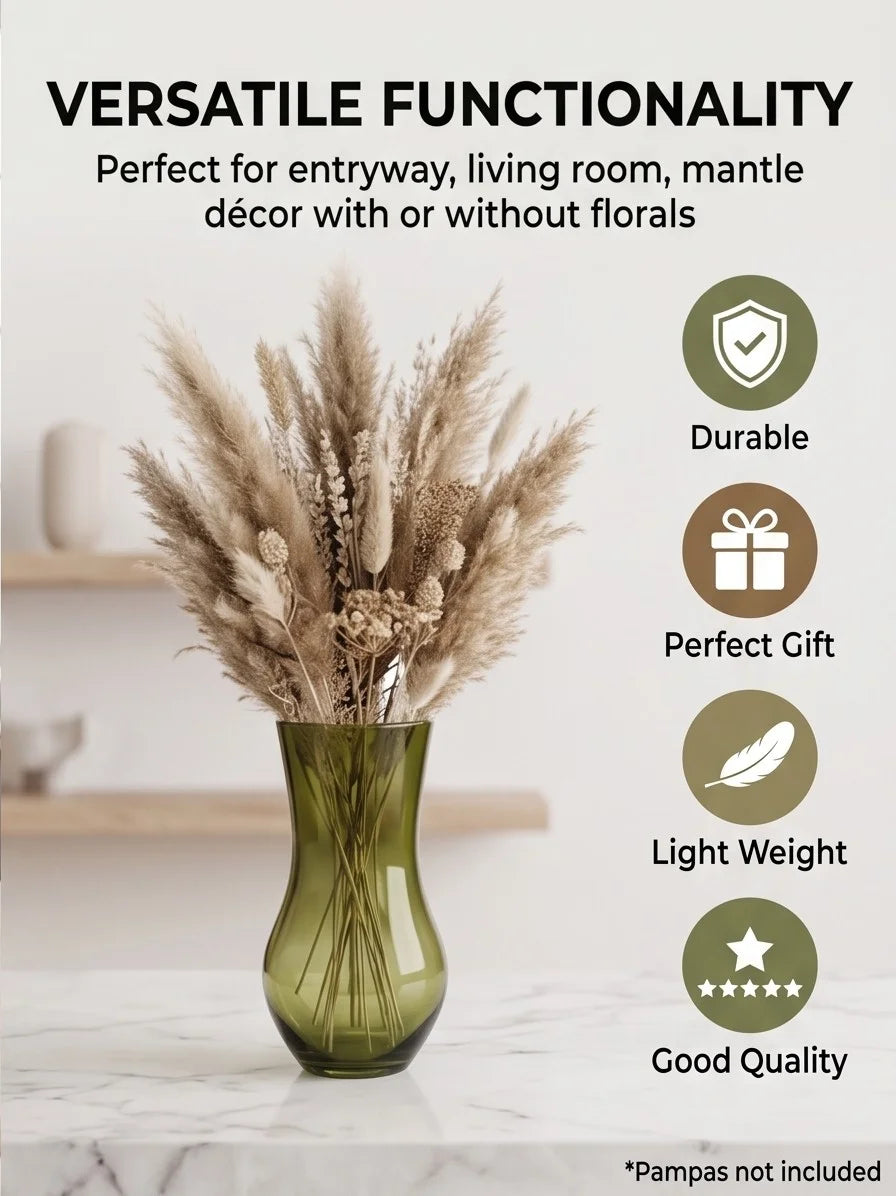 Curvy Bloom Smooth Glass Vase — Hand-Blown Glass from Firozabad, India — Curated Display