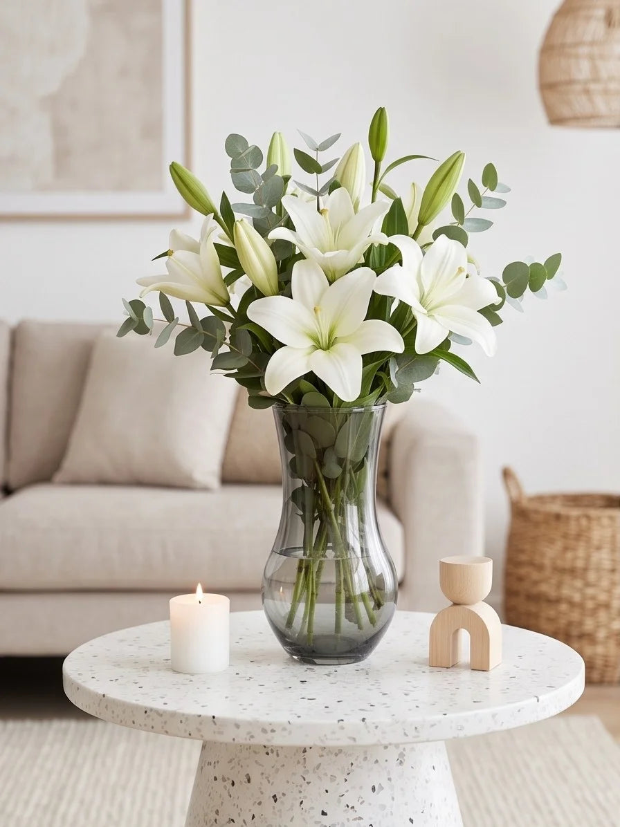 Pastel Curve Smooth Glass Vase — Hand-Blown Glass from Firozabad, India — Tabletop View