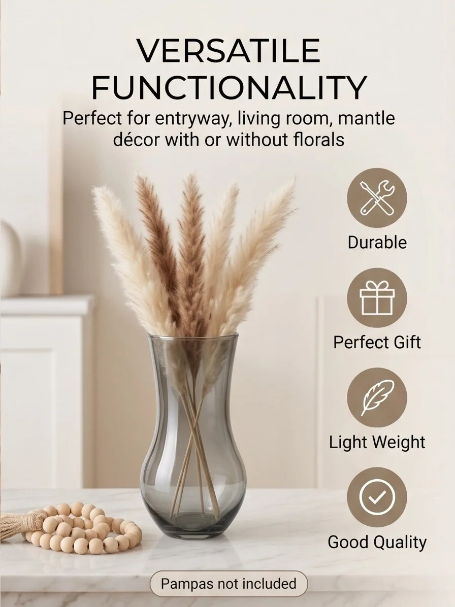 Pastel Curve Smooth Glass Vase — Hand-Blown Glass from Firozabad, India — Boho Styling