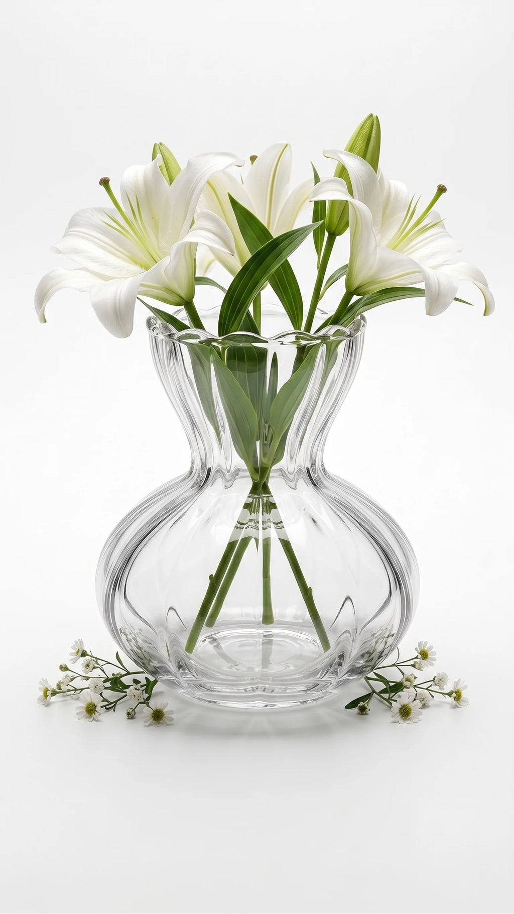 Pastel Ruffle Ribbed Glass Vase — Hand-Blown Glass from Firozabad, India — Multi-Angle Showcase