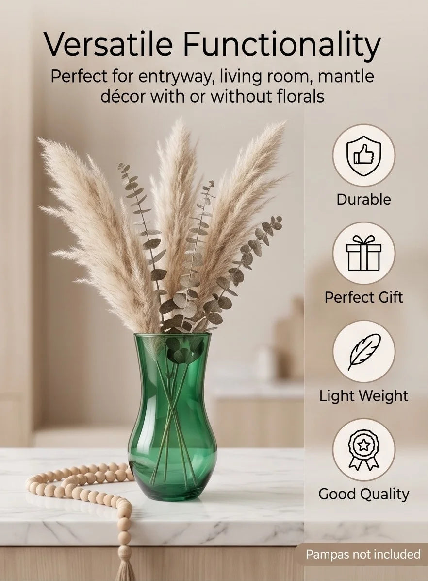 Curvy Bloom Smooth Glass Vase — Hand-Blown Glass from Firozabad, India — Boho Styling