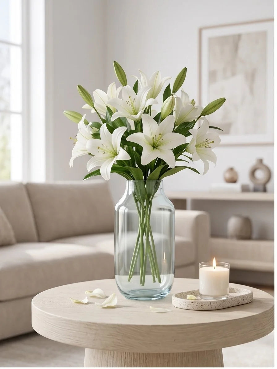 Nordic Wide Shoulder Glass Vase — Hand-Blown Glass from Firozabad, India — Décor Inspiration