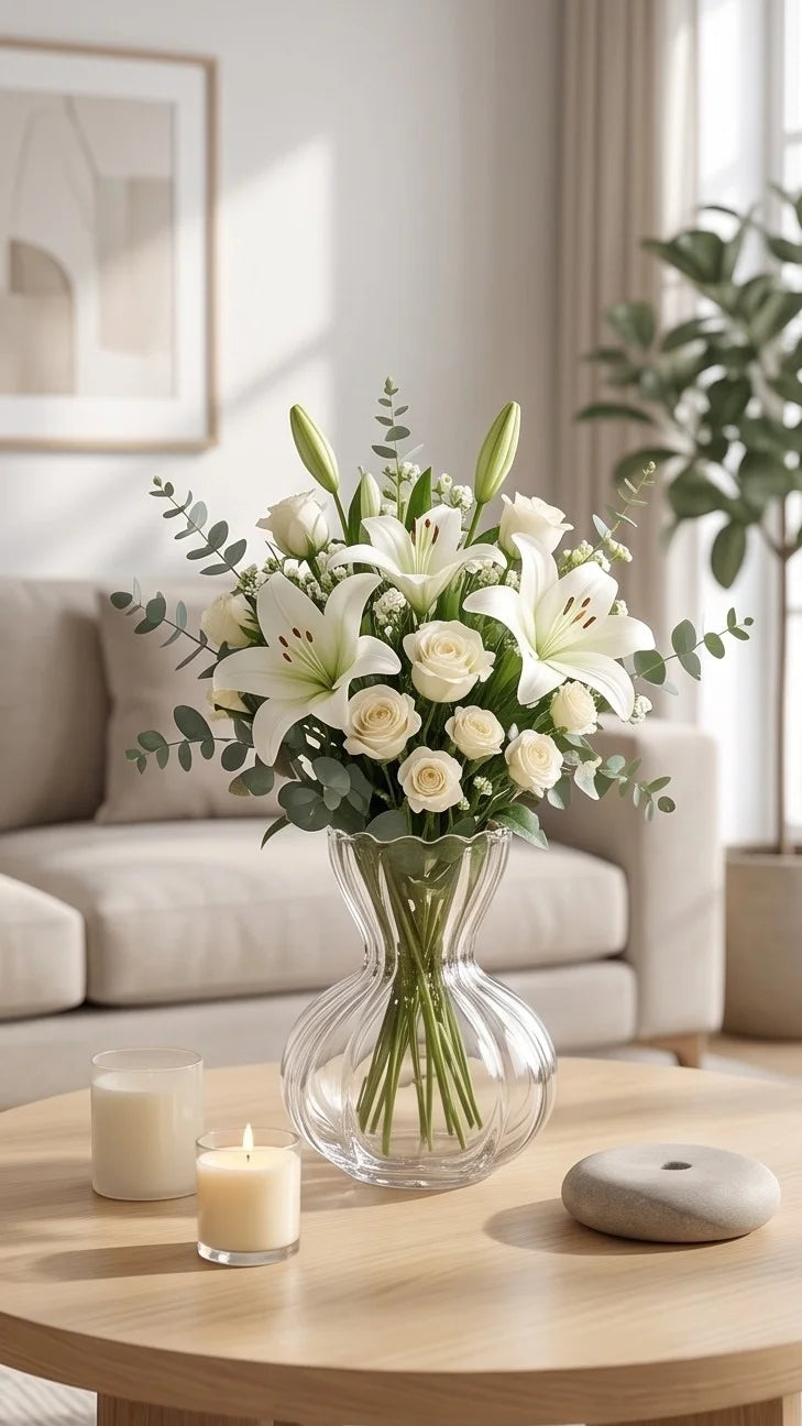 Pastel Ruffle Ribbed Glass Vase — Hand-Blown Glass from Firozabad, India — Premium Detail