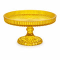 Honey Amber Crystal Glass Cake Stand | Sunburst Tray | Diamond Hobnail Pedestal — Castle Crafts