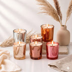 Jasmine Mercury Glass Mini Candle | 6 Metallic Shades | Pack of 2 & 6 — Castle Crafts
