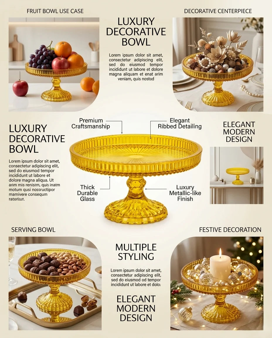 Honey Amber Crystal Glass Cake Stand | Sunburst Tray | Diamond Hobnail Pedestal — Castle Crafts