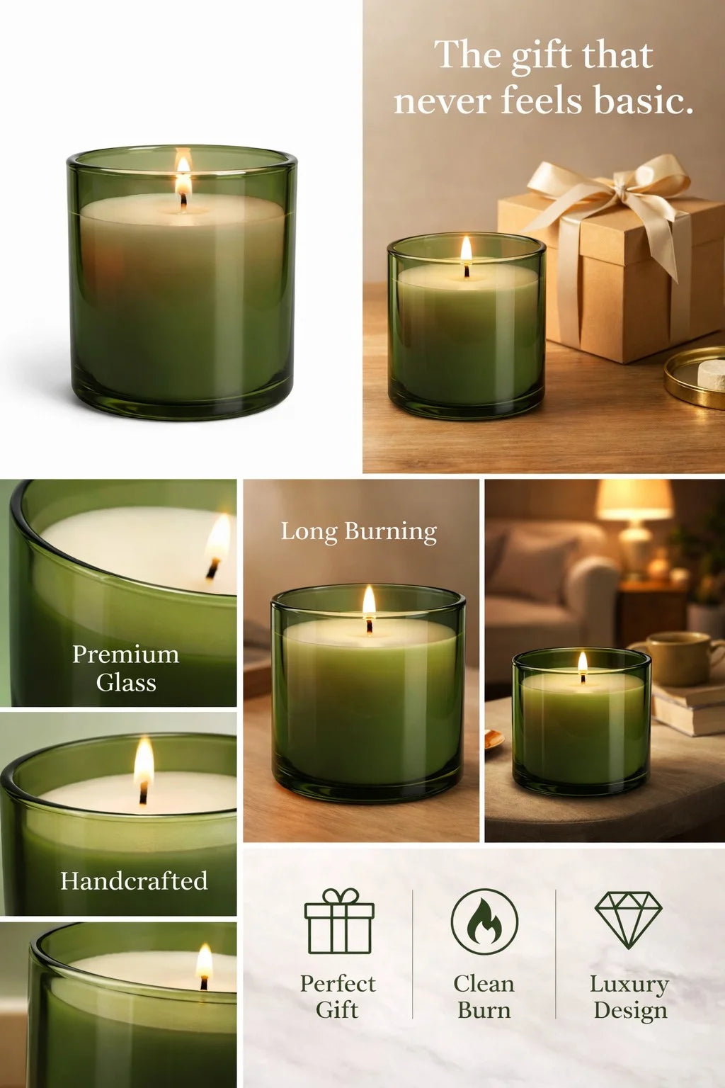 Vanilla Smooth Coloured Glass Soy Wax Candle — Hand-Blown Glass from Firozabad, India — Top View