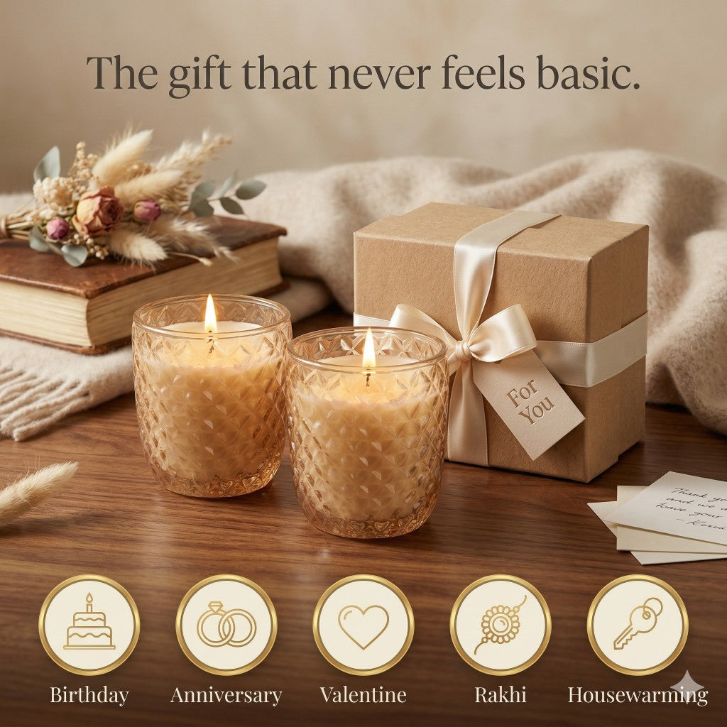 Diamond Glass Scented Candle Gift Set (Pack of 2)