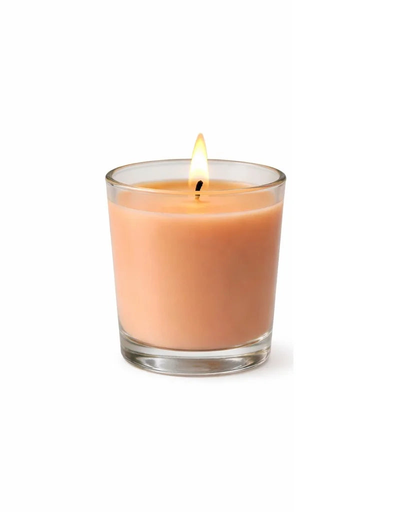 Rose Clear Glass Soy Wax Candle | Bright Colours — Pack of 2 — Hand-Blown Glass from Firozabad, India — Top View