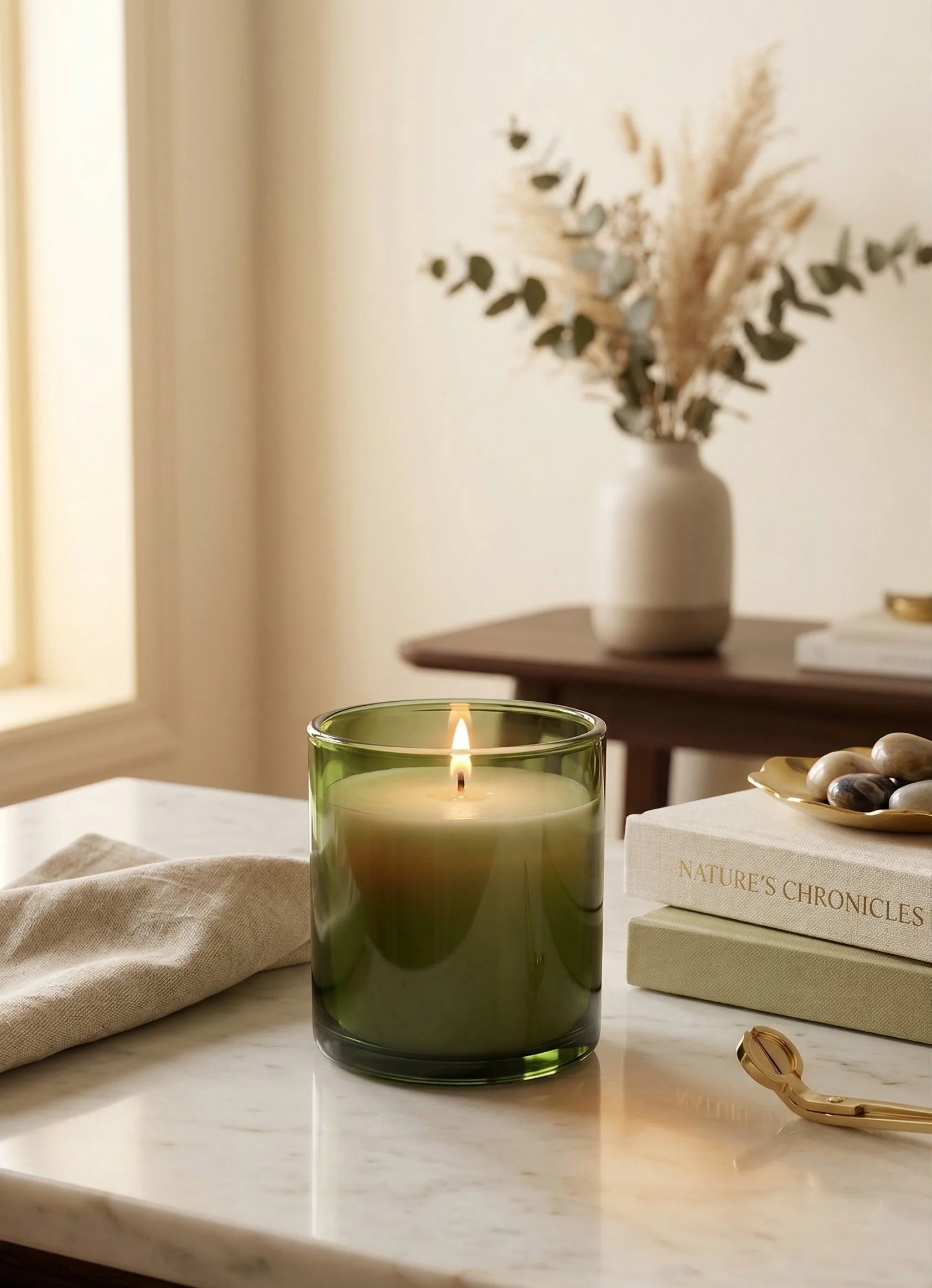 Vanilla Smooth Coloured Glass Soy Wax Candle — Hand-Blown Glass from Firozabad, India — Colour Variant