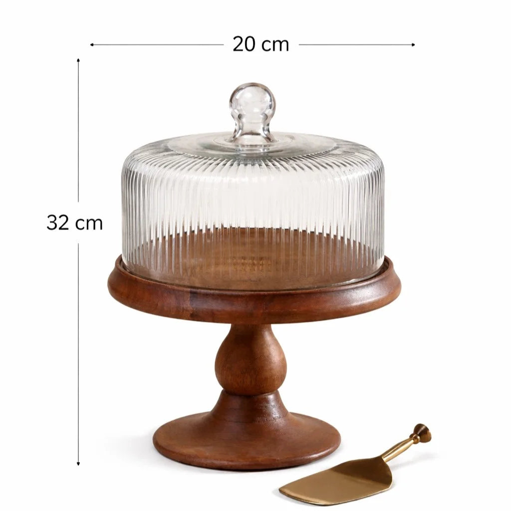 Ribbed Cake Dome Set | Gold Server — Castle Crafts