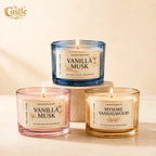 Aromatherapy Soy Wax Candle | Tinted Glass | 60Hr Burn | Vanilla Musk & Mysore Sandalwood — Castle Crafts