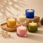 Oud Mini Glass Soy Wax Votive Candle | Pack of 6 — Hand-Blown Glass from Firozabad, India | Home Décor, Gifting & Aromathe...